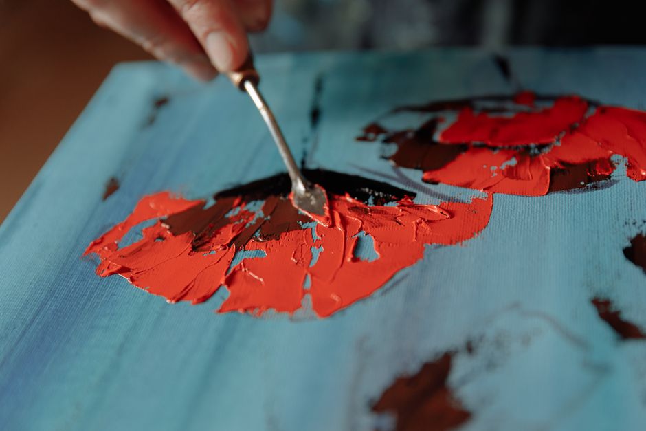 Herfstblaadjes en papaver kunstwerken samen. Herfstblaadjes en papaver kunstwerken samen.